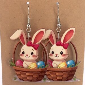 Cute Bunny Basket Easter Earrings